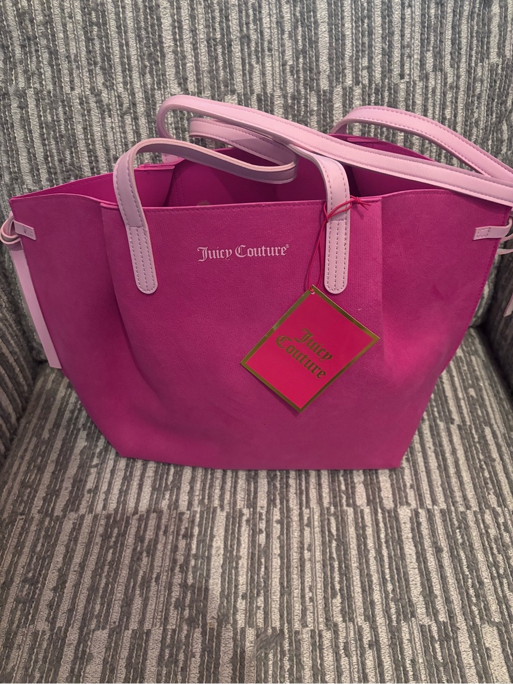 Juicy Couture Two-Tone Hot Pink Tote with Light Pink Handles